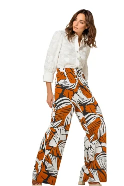 Vrouwen Caroline Biss 1508-39 / Broek In Katoen, Wijd Been, High Waist