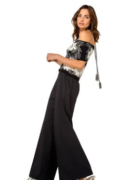 Vrouwen Caroline Biss 1569-10 / Comfortabele Wijde Broek In Katoen, Normal Waist