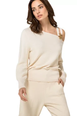 Vrouwen Caroline Biss 1257-34 / Elegante Fijn Gebreide Pull Met Schoudereffect