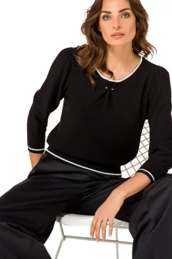 Vrouwen Caroline Biss 1248-10 / Fijn Gebreide Bicolor Pull