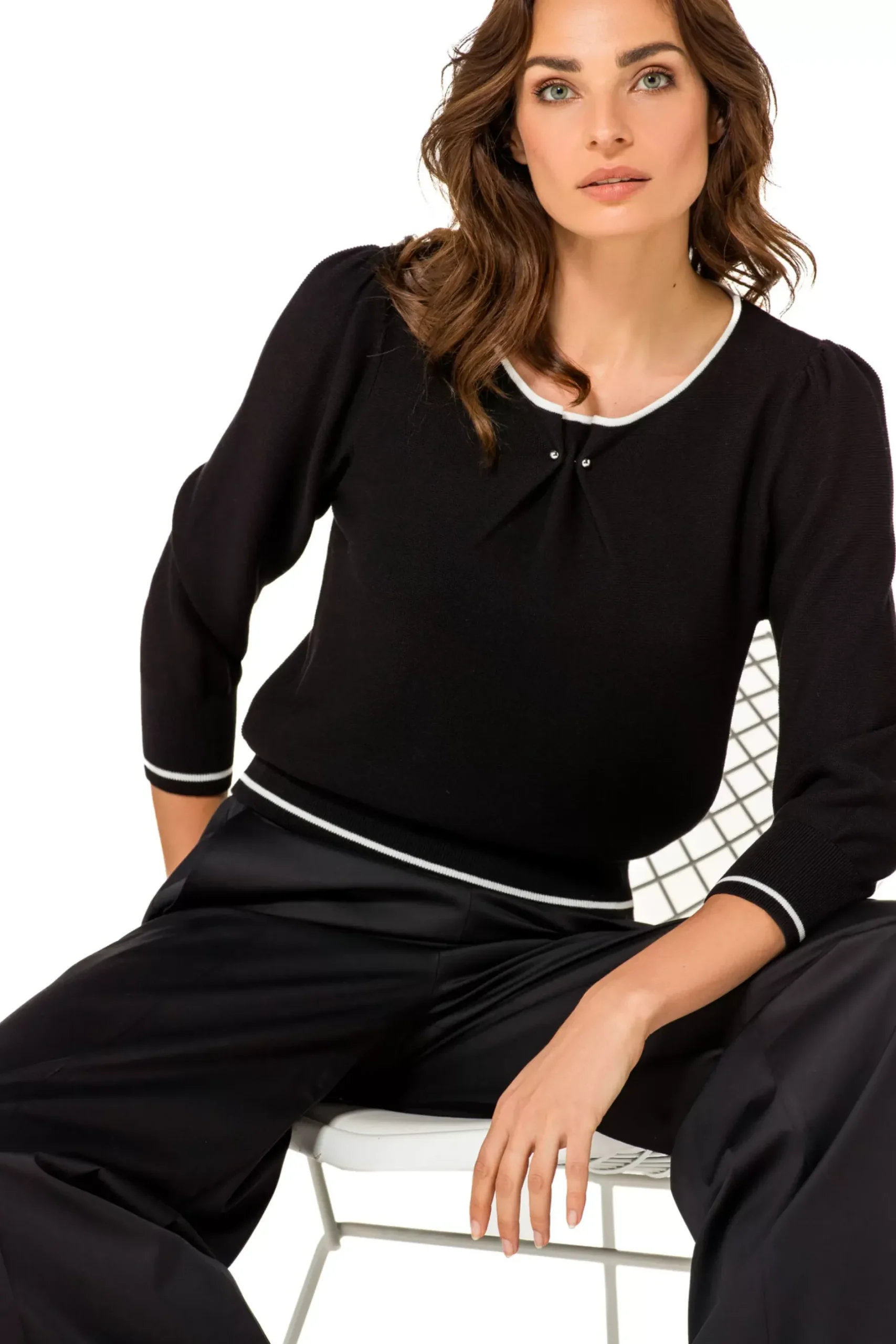 Vrouwen Caroline Biss 1248-10 / Fijn Gebreide Bicolor Pull