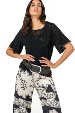 Vrouwen Caroline Biss 1249-10 / Fijn Gebreide Pull Met Bloemeffect
