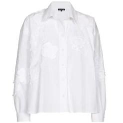 Vrouwen Caroline Biss 1608-90 / Korte Oversized Katoenen Bloes Met Broderie