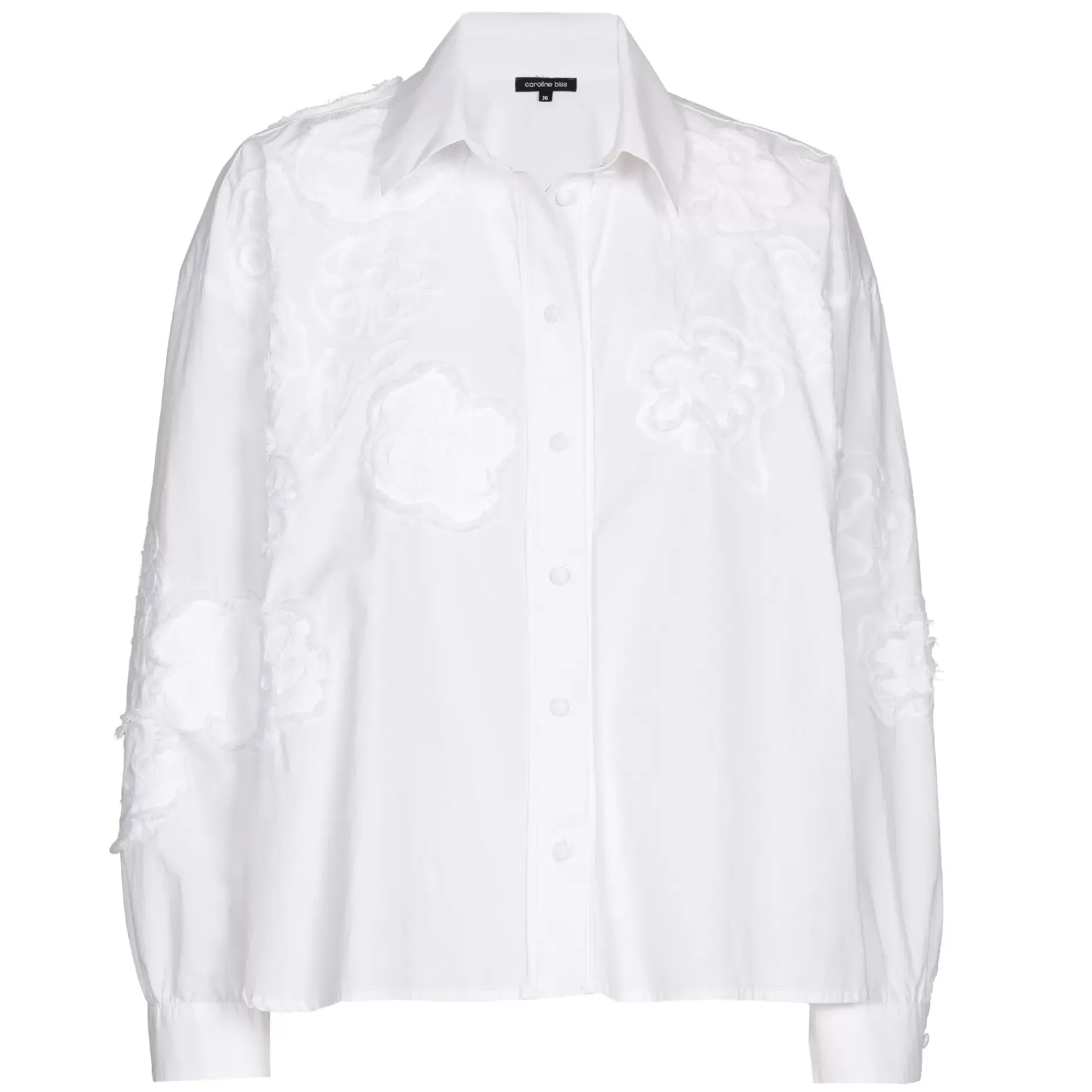Vrouwen Caroline Biss 1608-90 / Korte Oversized Katoenen Bloes Met Broderie