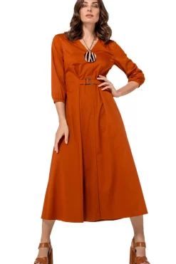 Vrouwen Caroline Biss 1167-35 / Licht Aansluitende Midi Jurk Met Stretch