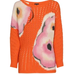 Vrouwen Caroline Biss 1280-69 / Los Gebreide Lange Pull Met Opdruk