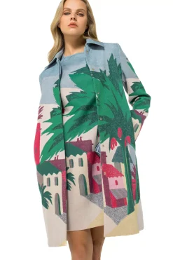 Vrouwen Caroline Biss 1152-69 / Rechtvallende Jurk In Katoen Met Allover Print