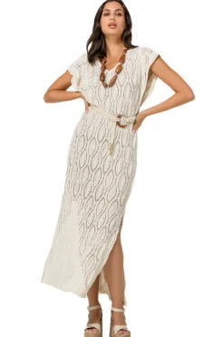 Vrouwen Caroline Biss 1140-34 / Rechtvallende Midi Jurk In Crochet