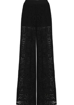 Vrouwen Caroline Biss 1546-10 / Soepelvallende Broek In Crochet, Wijd Been, Normal Waist