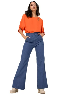 Vrouwen Caroline Biss 1515-24 / Soepelvallende Geklede Jeans, Wijd Been, Normal Waist