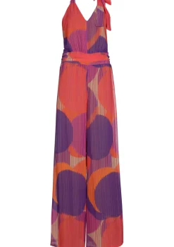 Vrouwen Caroline Biss 1575-49 / Soepelvallende Geklede Jumpsuit, Wijd Been, Plisse Effect