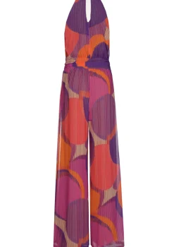 Vrouwen Caroline Biss 1575-49 / Soepelvallende Geklede Jumpsuit, Wijd Been, Plisse Effect