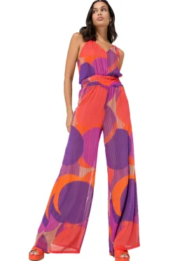 Vrouwen Caroline Biss 1575-49 / Soepelvallende Geklede Jumpsuit, Wijd Been, Plisse Effect